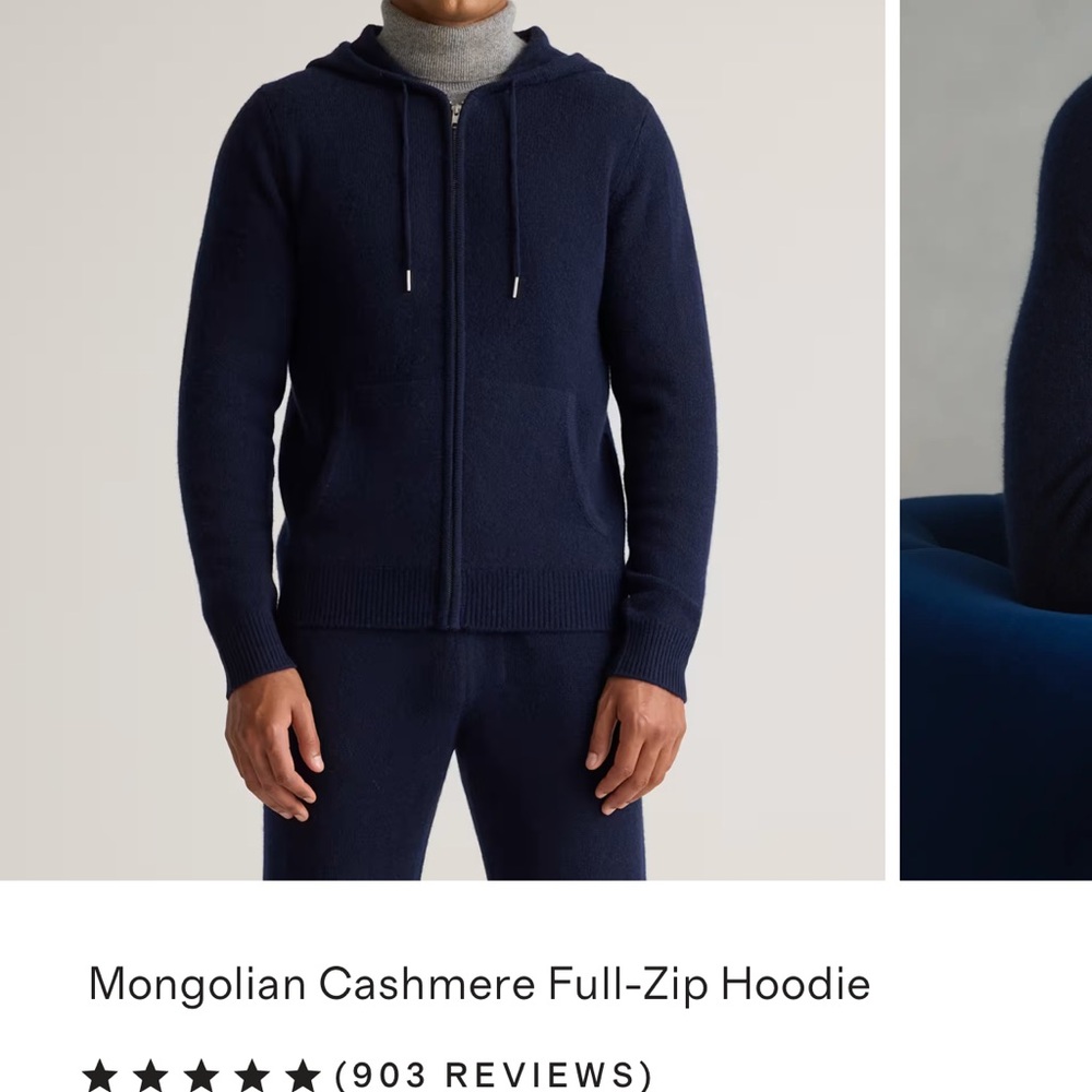 Quince men’s Mongolian Cashmere Full-Zip Hoodie, sz M - Picture 6 of 12